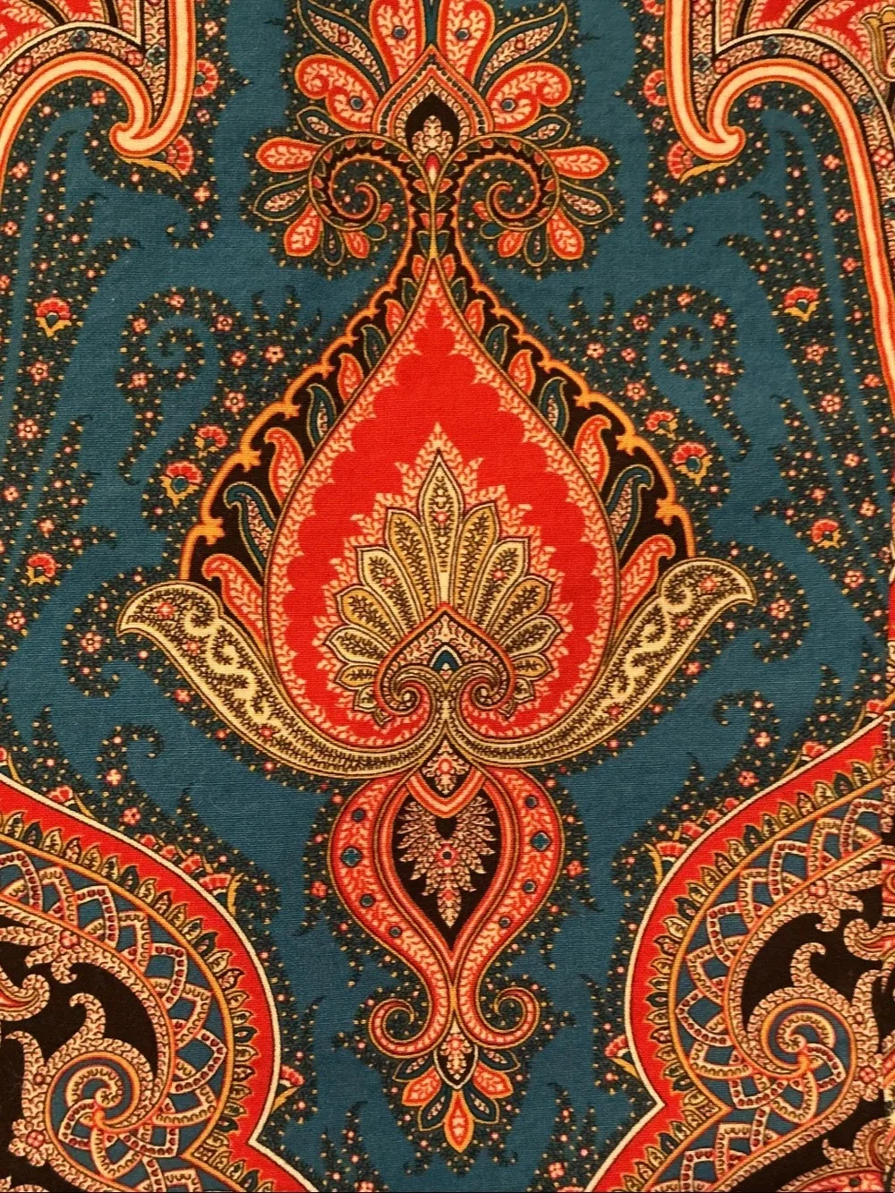 J.Crew Women’s Paisley Print Button-Up Colorful Shirt Aqua Green Red Sz 8 Cotto